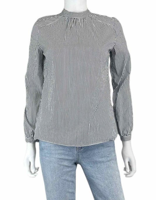 J. McLaughlin Gray and White Striped Blouse Size XS