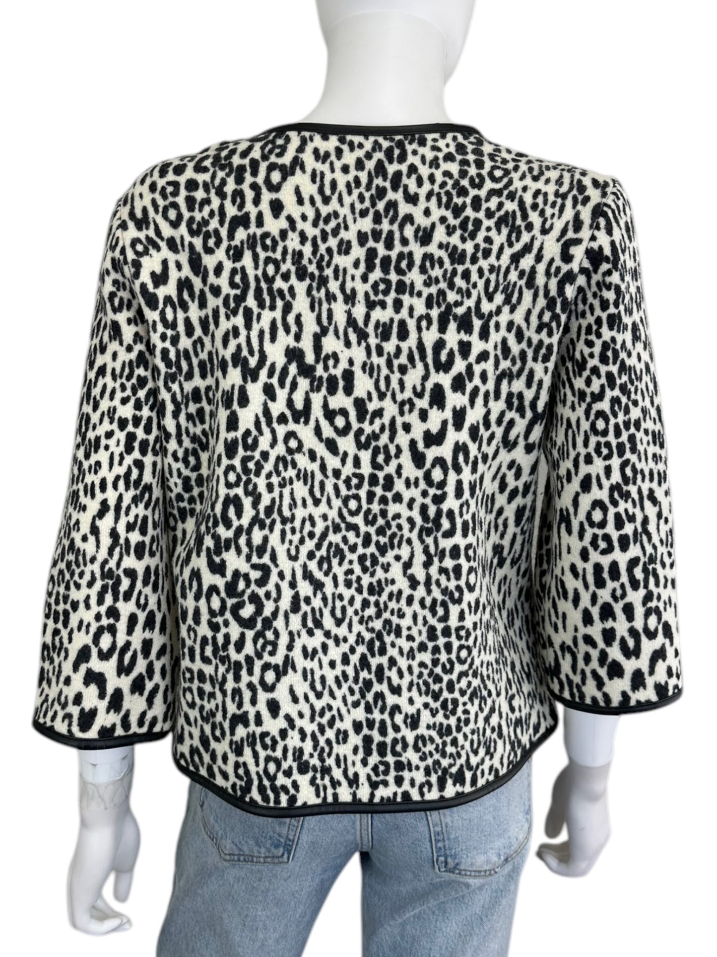 Chicos 100% Wool Cheetah Print Jacket Size M