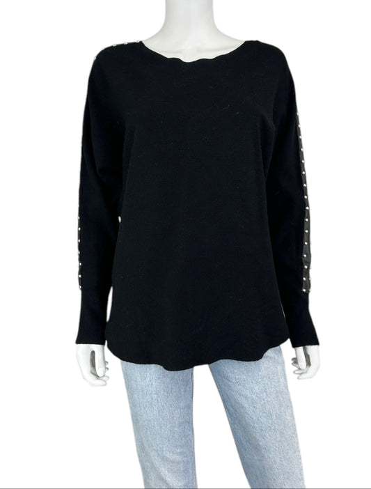 Sioni Black Studded Knit Sweater Size XL