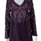 Johnny Was Purple Embroidered Tunic Top Size XS