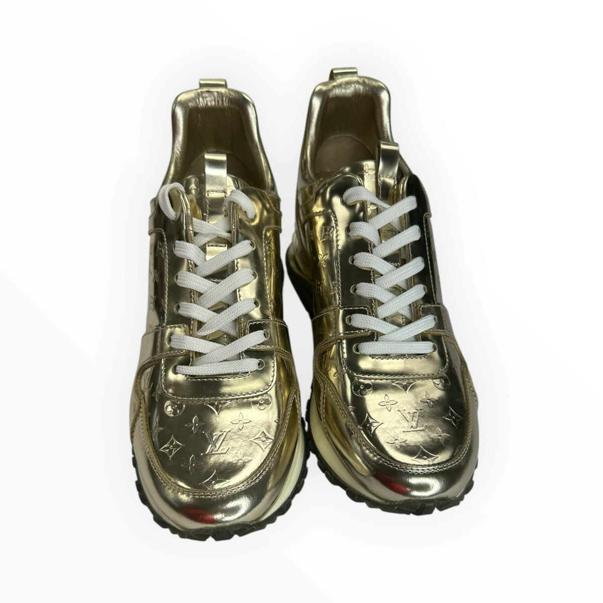 Louis Vuitton Gold Monogram Leather Run Away Sneakers Size 37