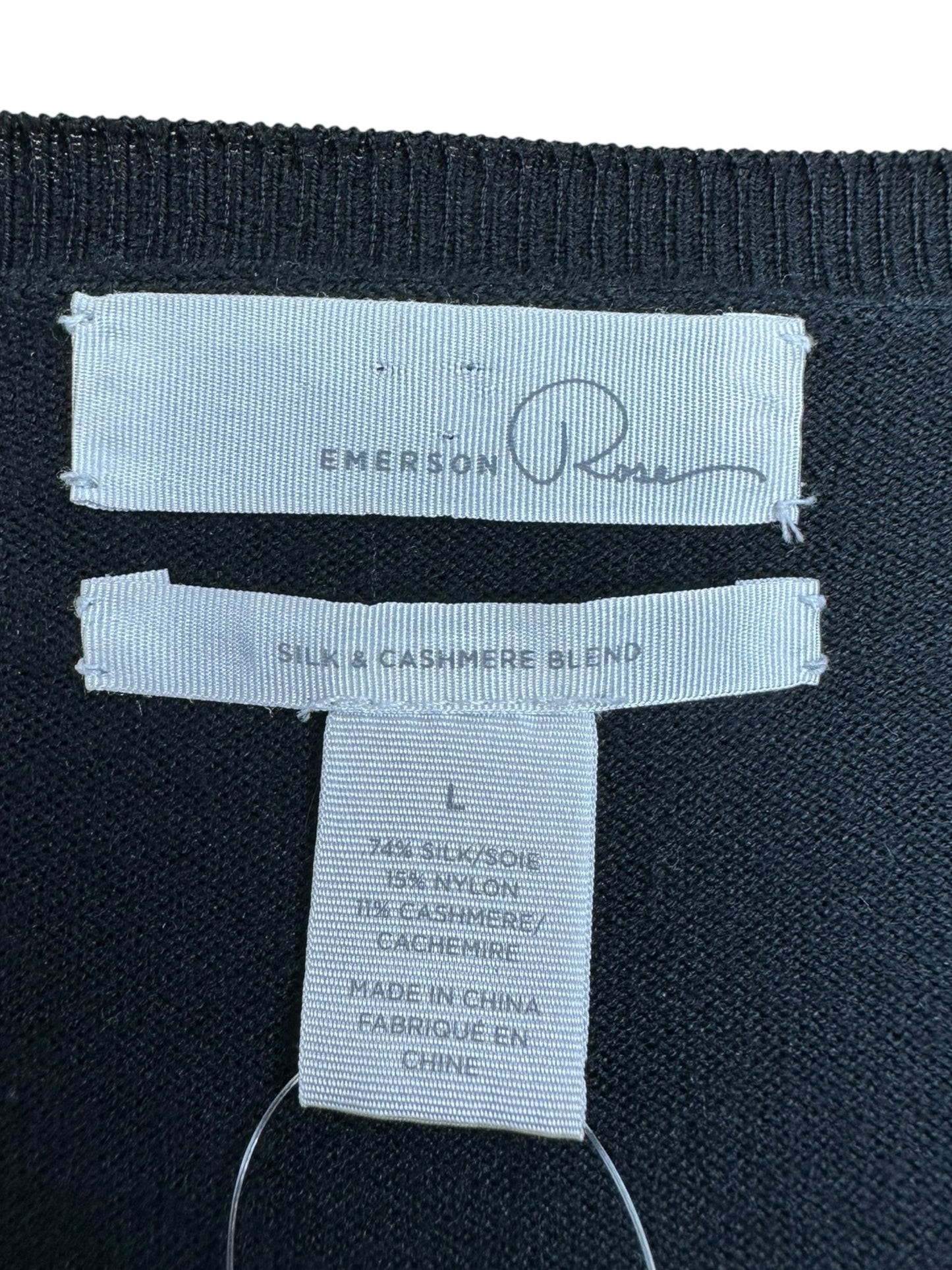 Emerson Rose Black Silk Sweater Cardigan Size L