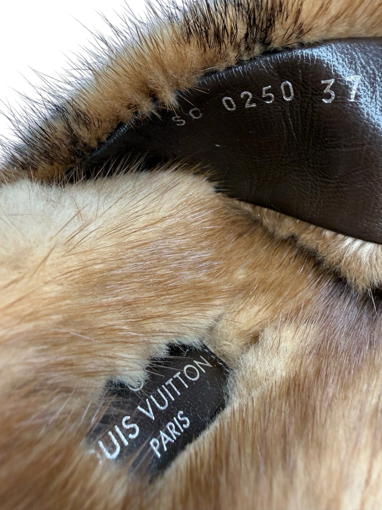 Louis Vuitton Cognac Bom Dia Mink Slides Size 37