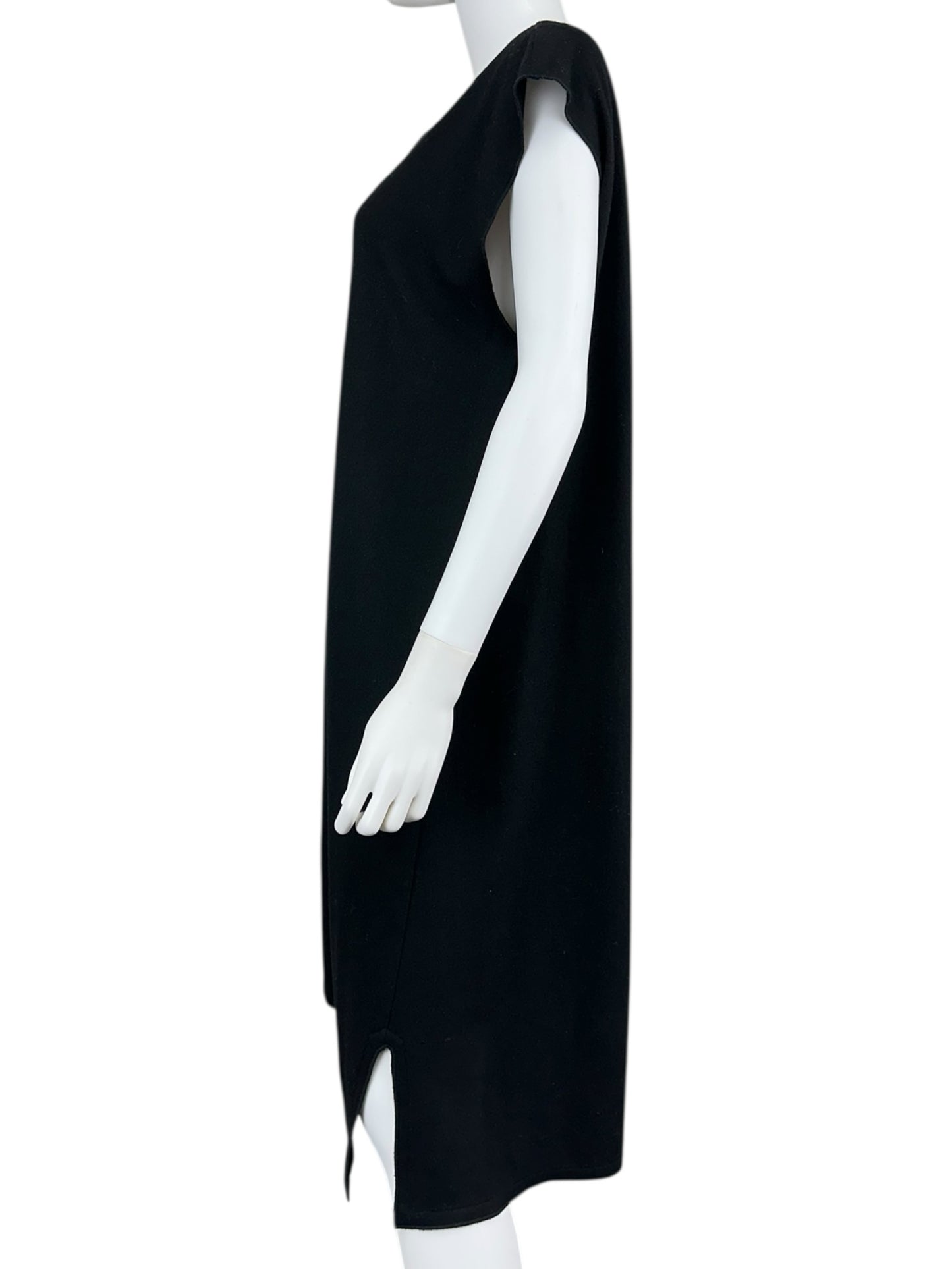 EILEEN FISHER Black 100% Wool Midi Dress Size L