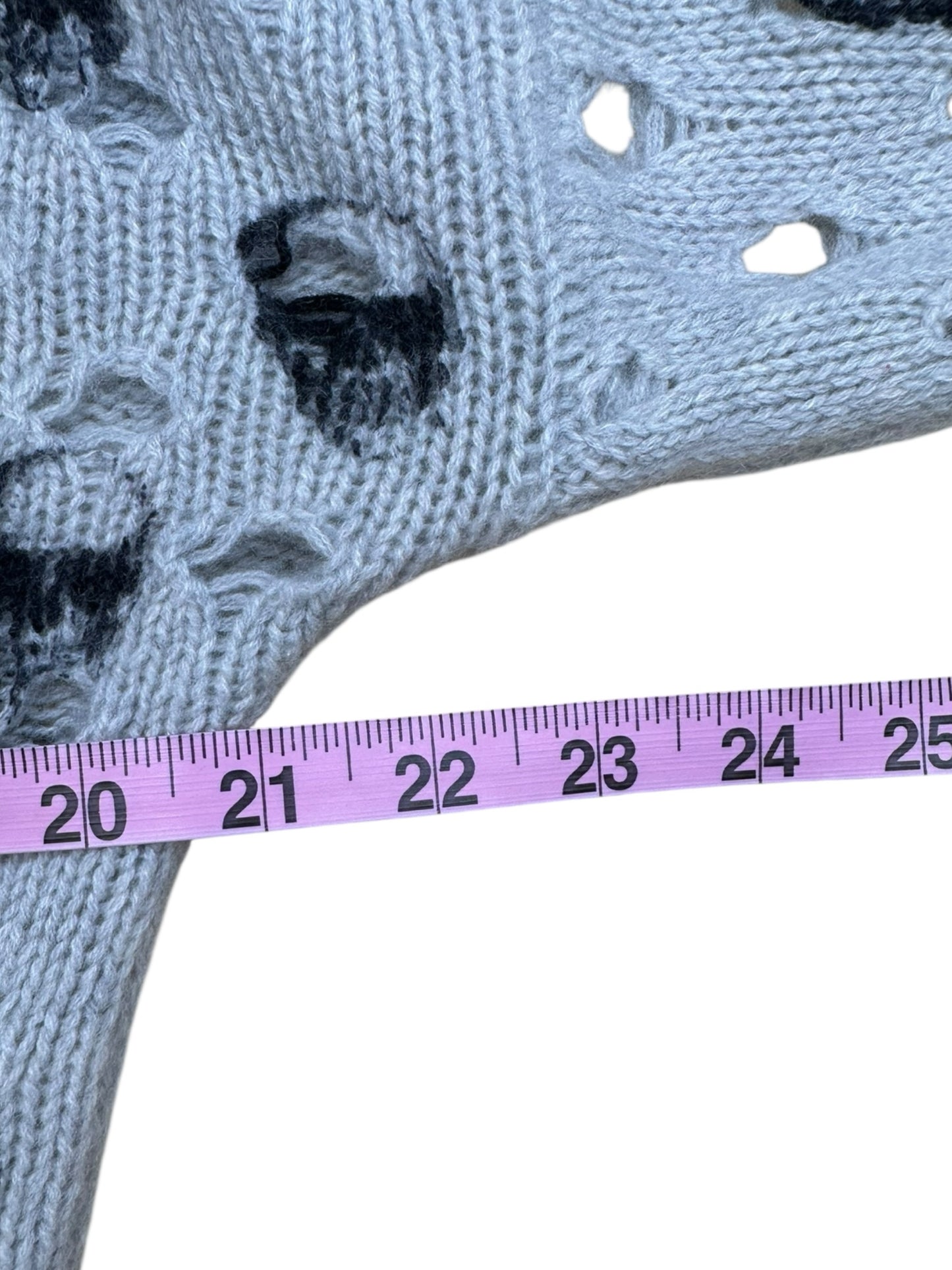 SKULL CASHMERE Gray Distressed 100% Cashmere Skull Sweater Size S
