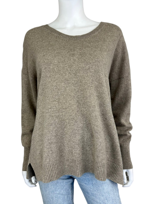 WHITE + WARREN 100% Cashmere Tan Sweater Size L