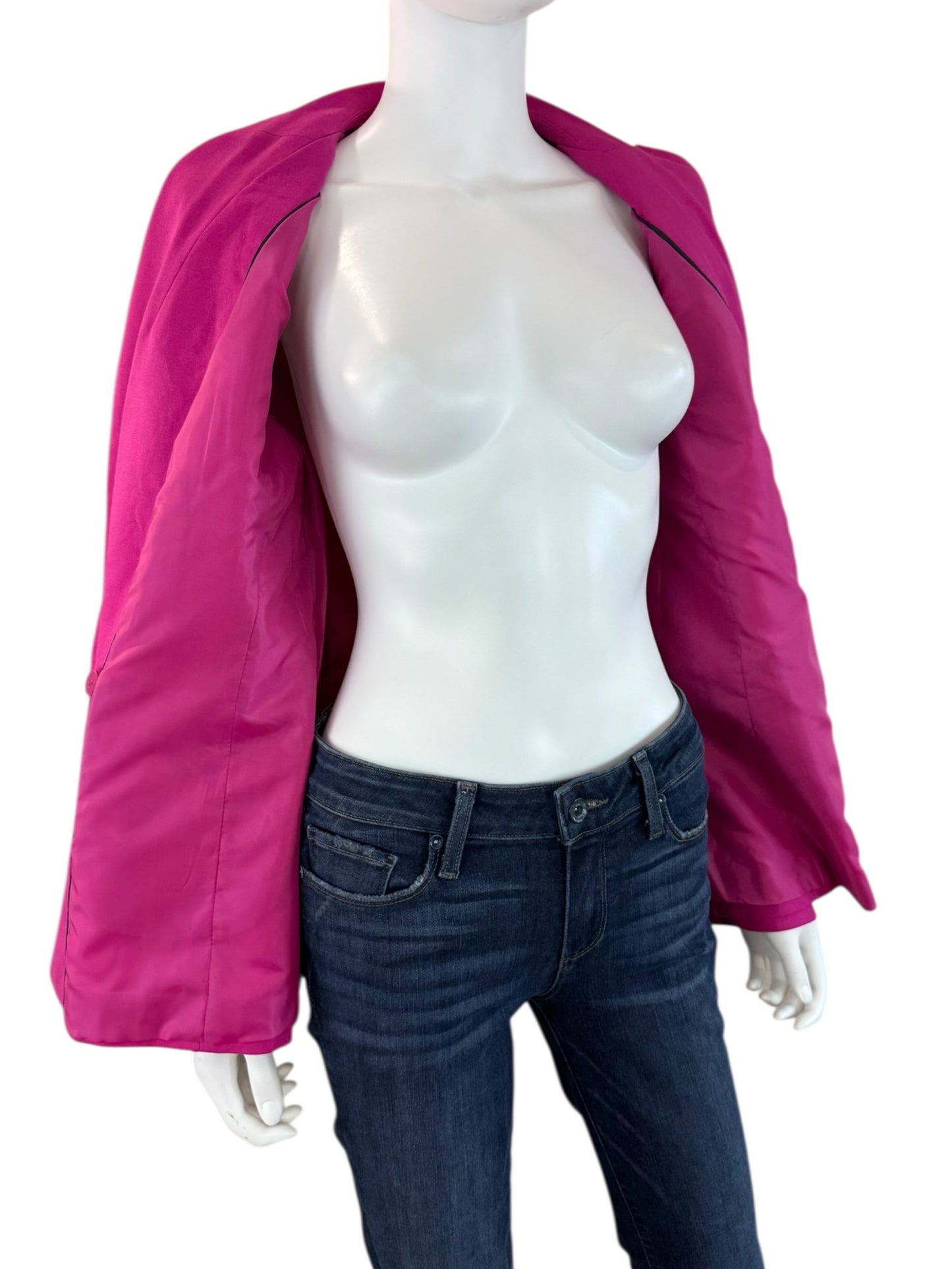 Talbots Fuchsia Linen Blend Double Breasted Blazer Size 6