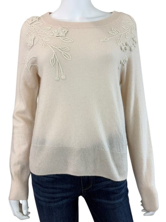 TAHARI NWT Ivory 100% Cashmere Sweater Size M