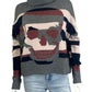 SKULL CASHMERE Striped Skull Graphic Turtleneck Sweater Size XS