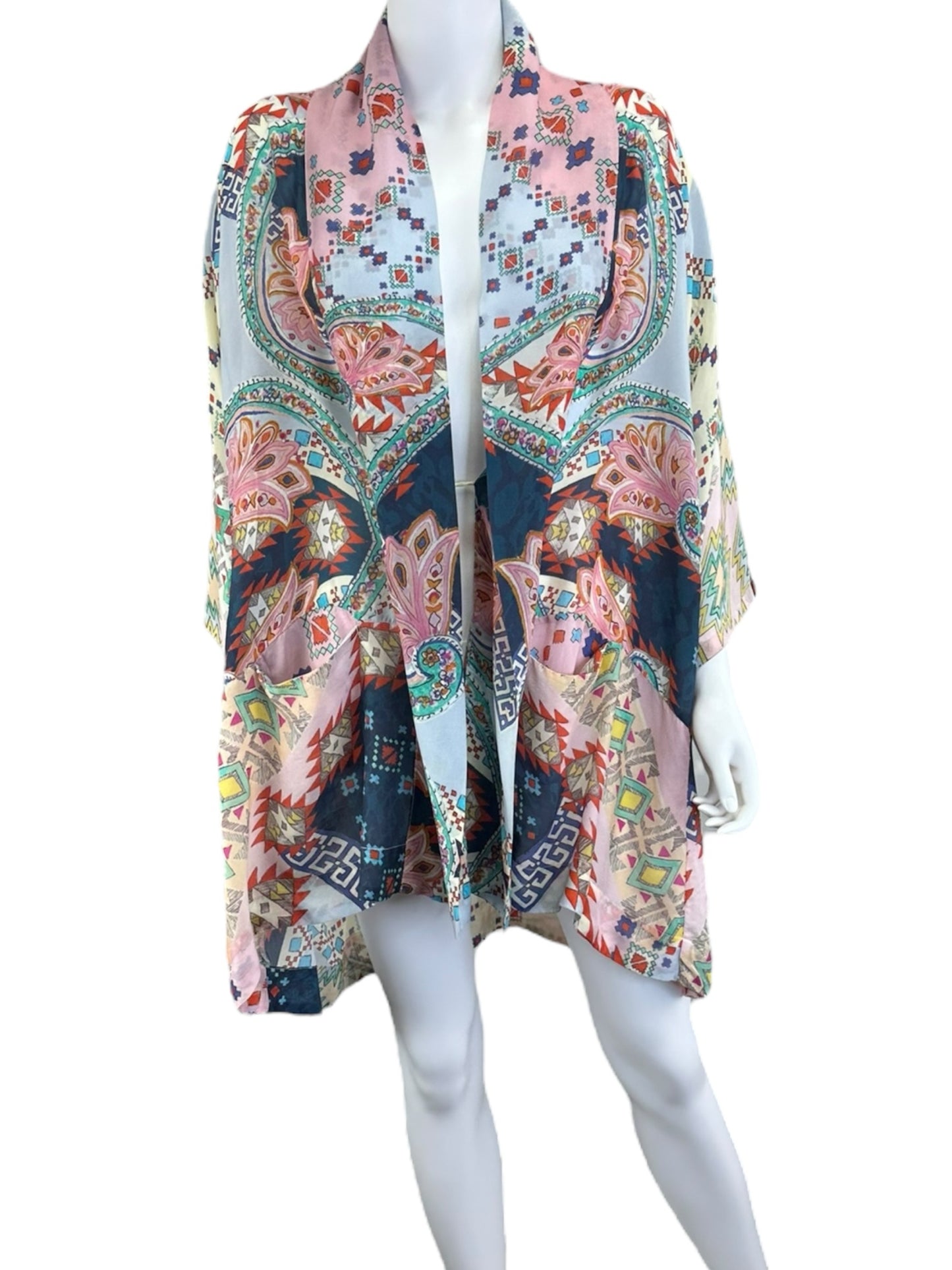 Johnny Was Multi colored Paisley Print Kimono/Wrap Size S