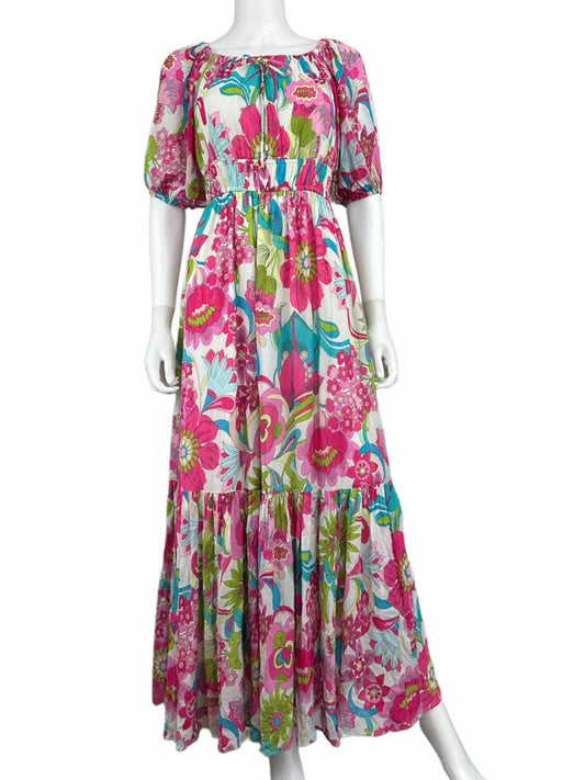 Trina Turk Silk Blend Pink Floral Maxi Sundress Size M