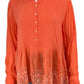 Johnny Was Orange Eyelet Trim Blouse Size L