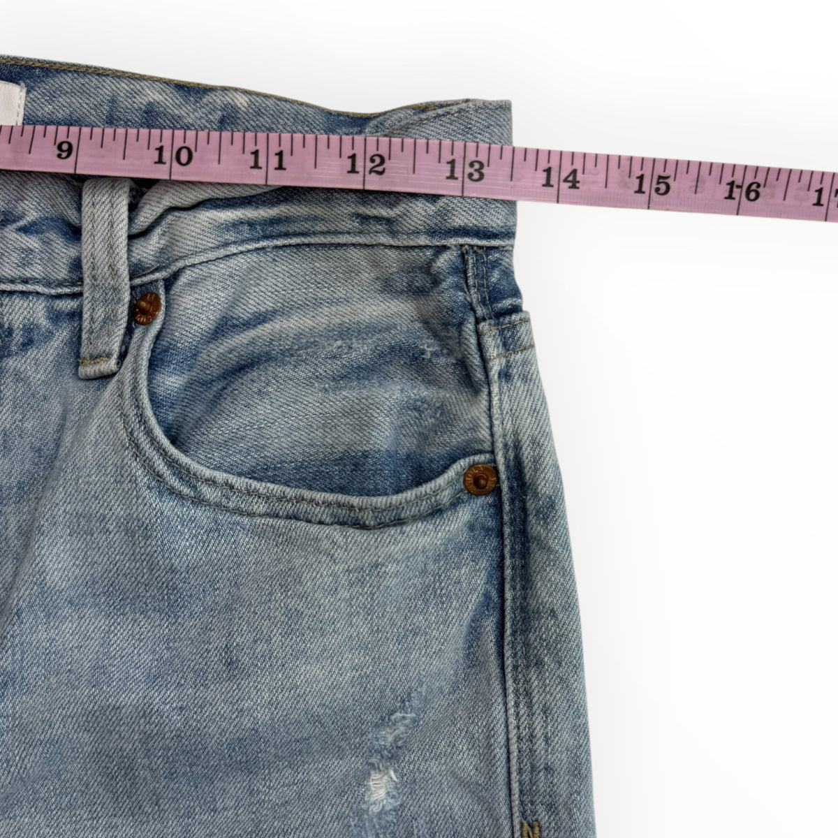 PISTOLA Blue Distressed Cassie Super High Rise Straight Leg Jeansa Size 26