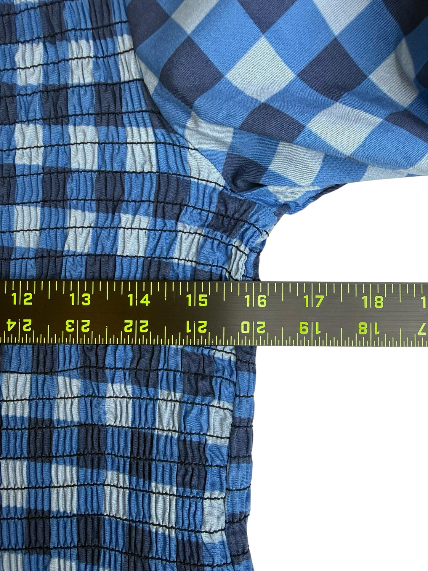 MIND TRAVELER NWT Blue Gingham Check Chia Blouse Size L