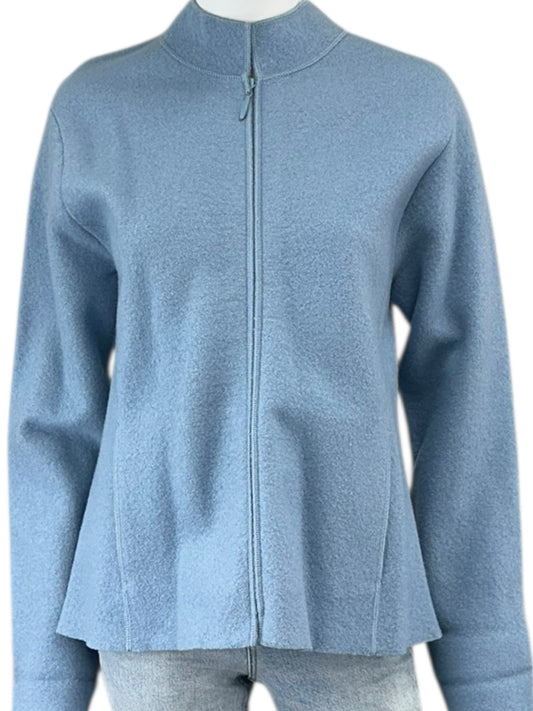 EILEEN FISHER Blue 100% Boucle Wool Jacket Size M