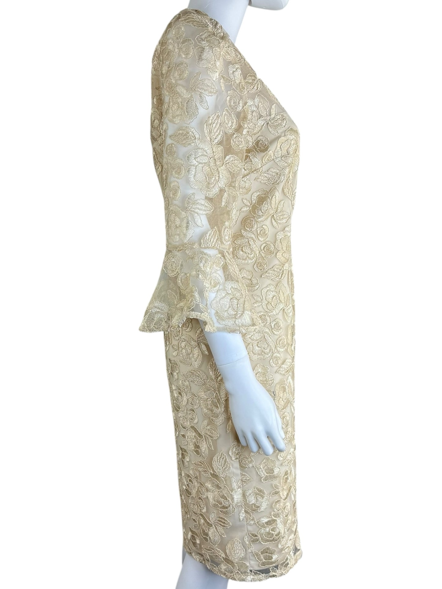 Adrianna Papell Cream Floral Lace Cocktail Dress Size 10