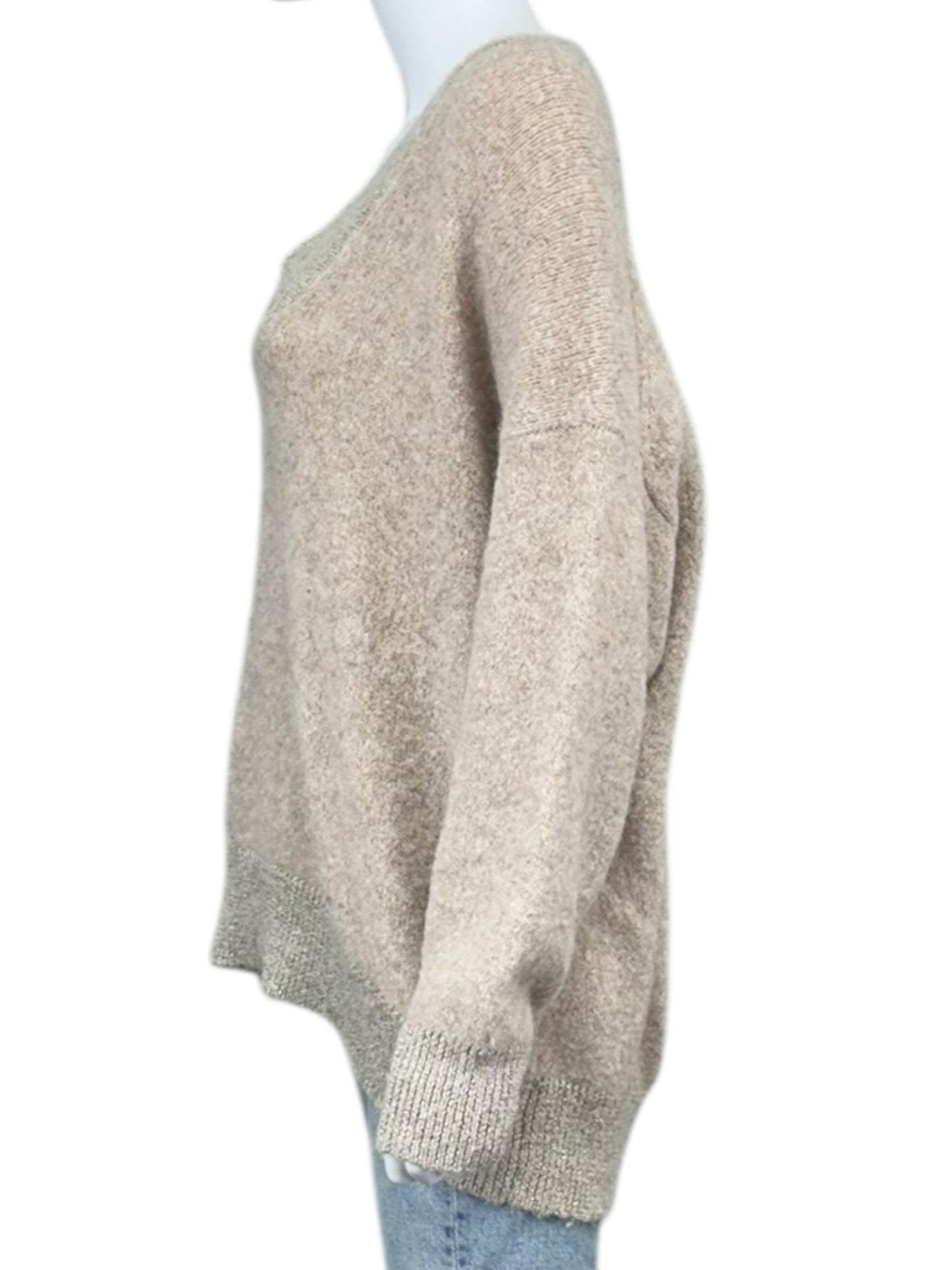 BROCHU WALKER Beige Wool Alpaca Blend Sweater Size L