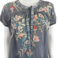 Johnny Was Gray Floral Embroidered Dreaming Blouse Size M