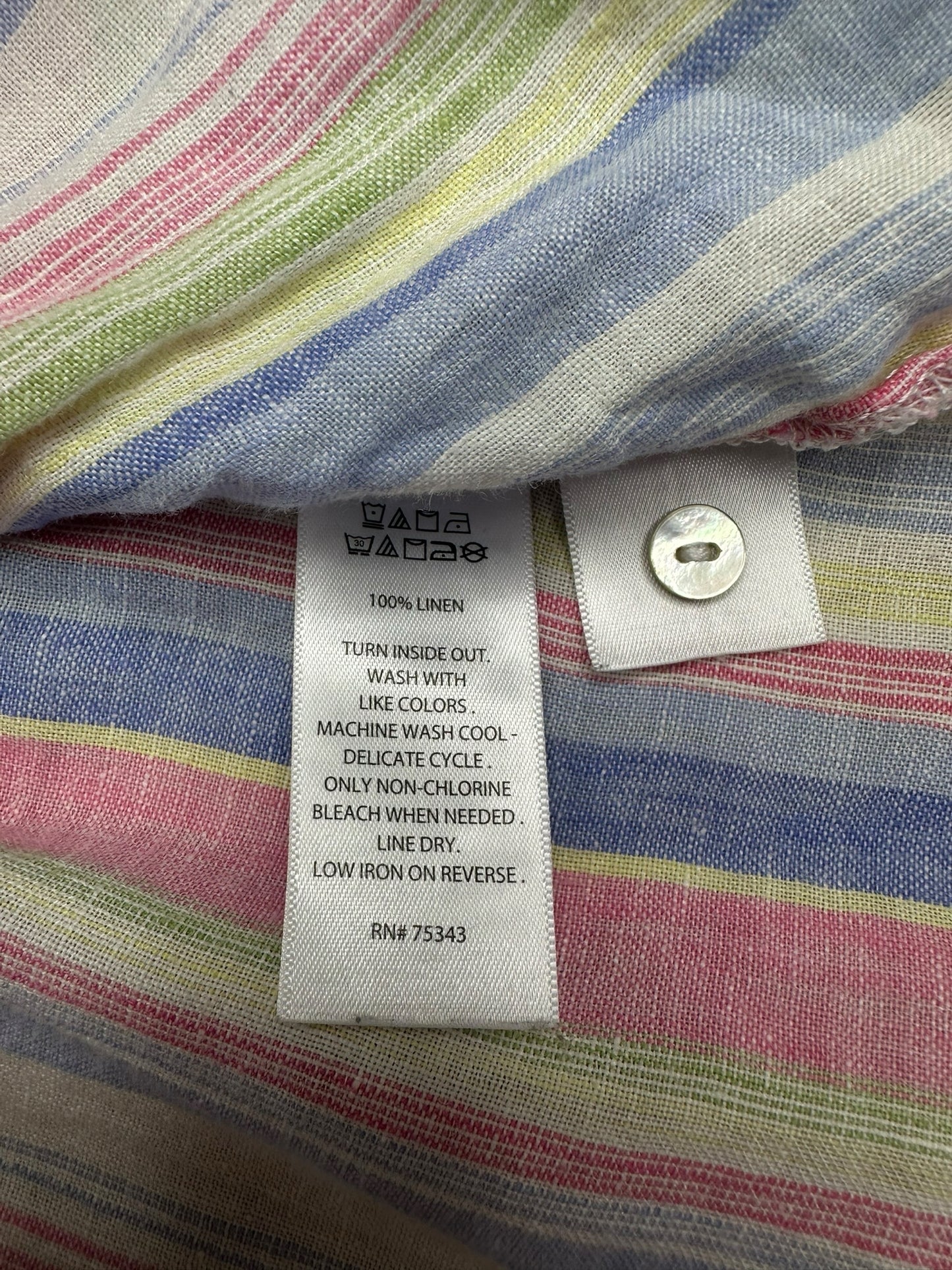 St. Tropez Pastel Stripe 100% Linen Dress Size L