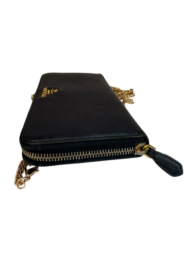 PRADA Navy Saffiano Leather Convertible Crossbody Wallet