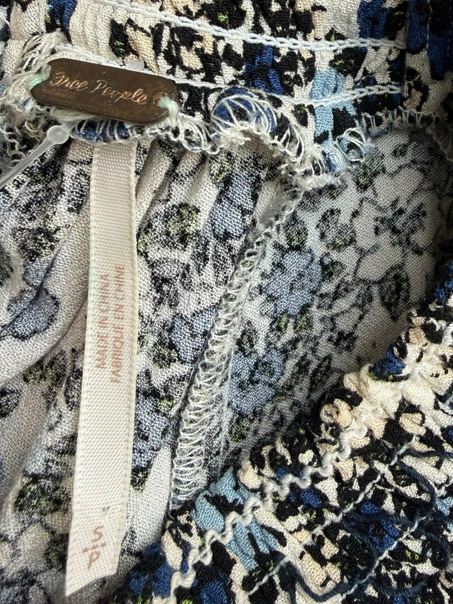 Free People Blue Floral Flowers in her Hair Tunic Size S