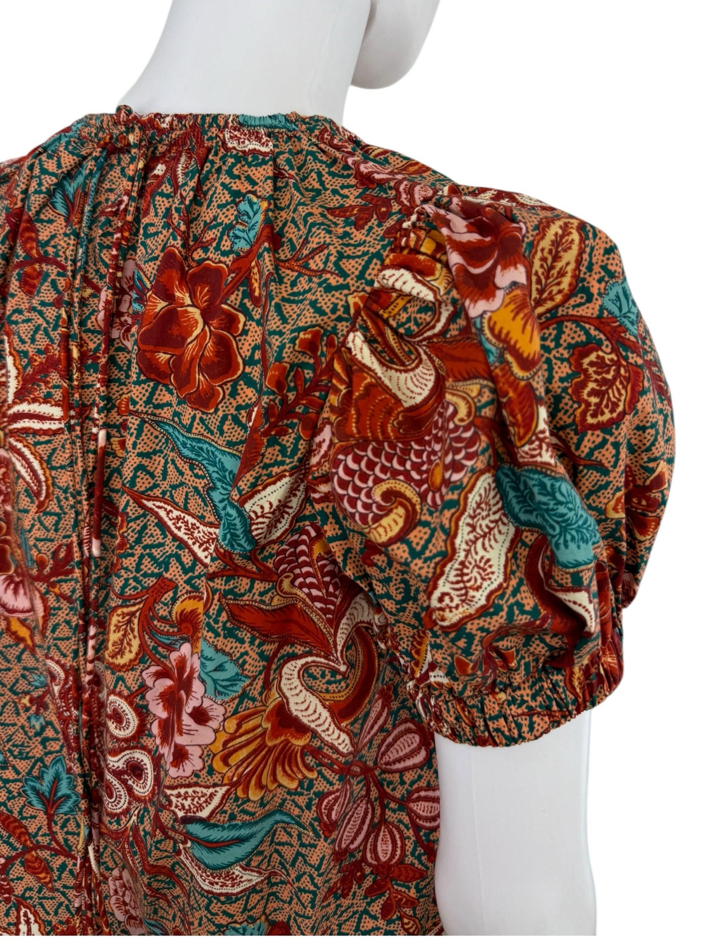 ULLA JOHNSON Evelyn Floral Print Puff Sleeve Top Size 2