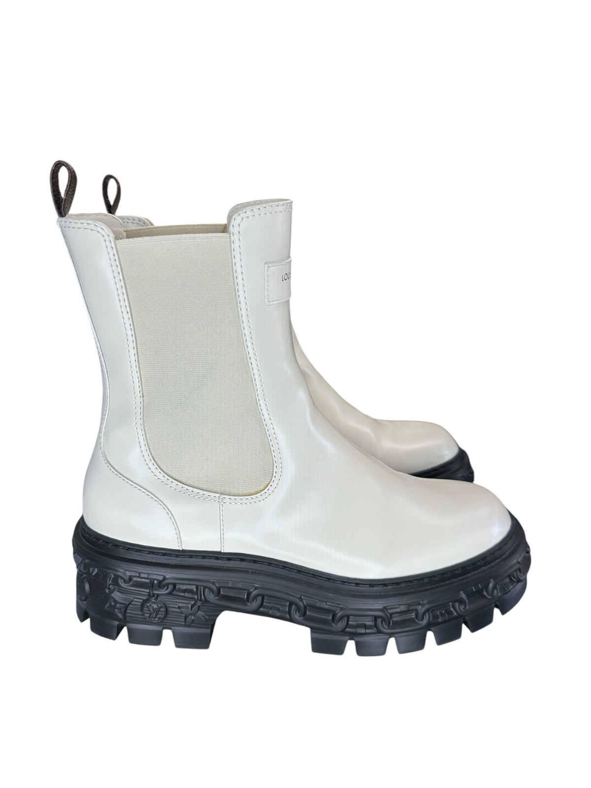 Louis Vuitton Cream Leather Chelsea Boots Size 37.5