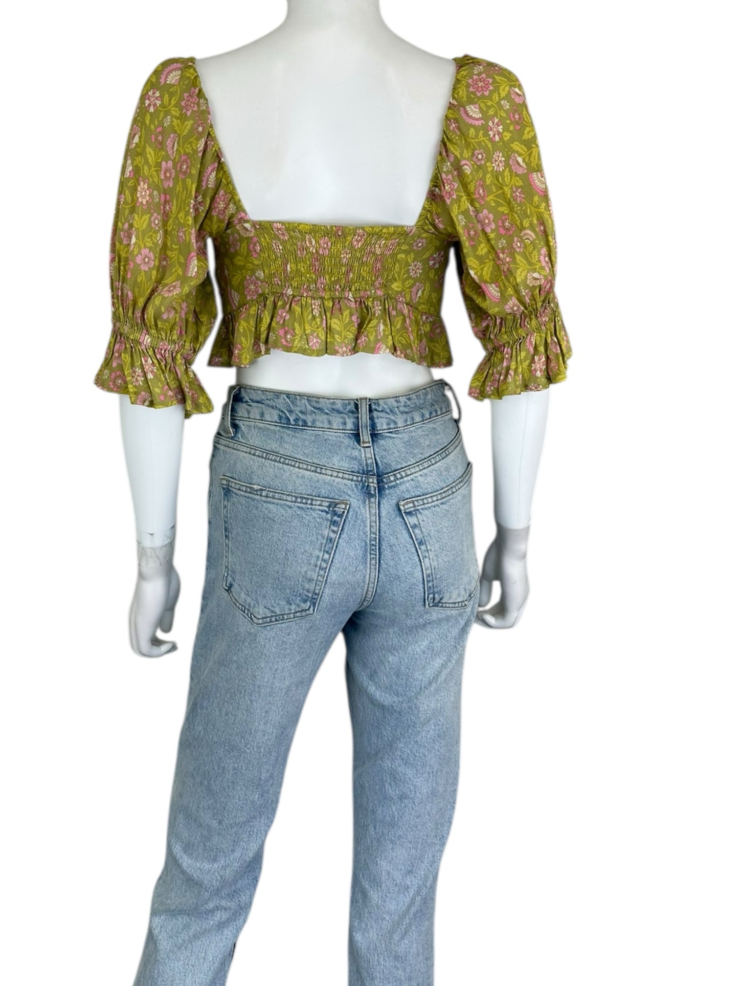 Spell & the Gypsy Green and Pink Blouse Size S