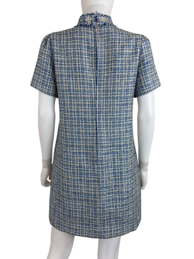 Lilly Pulitzer NWT Blue Teddy Metallic Tweed Shift Dress Size 4