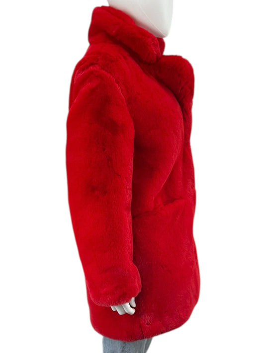 APPARIS Red Faux Fur Coat Size S