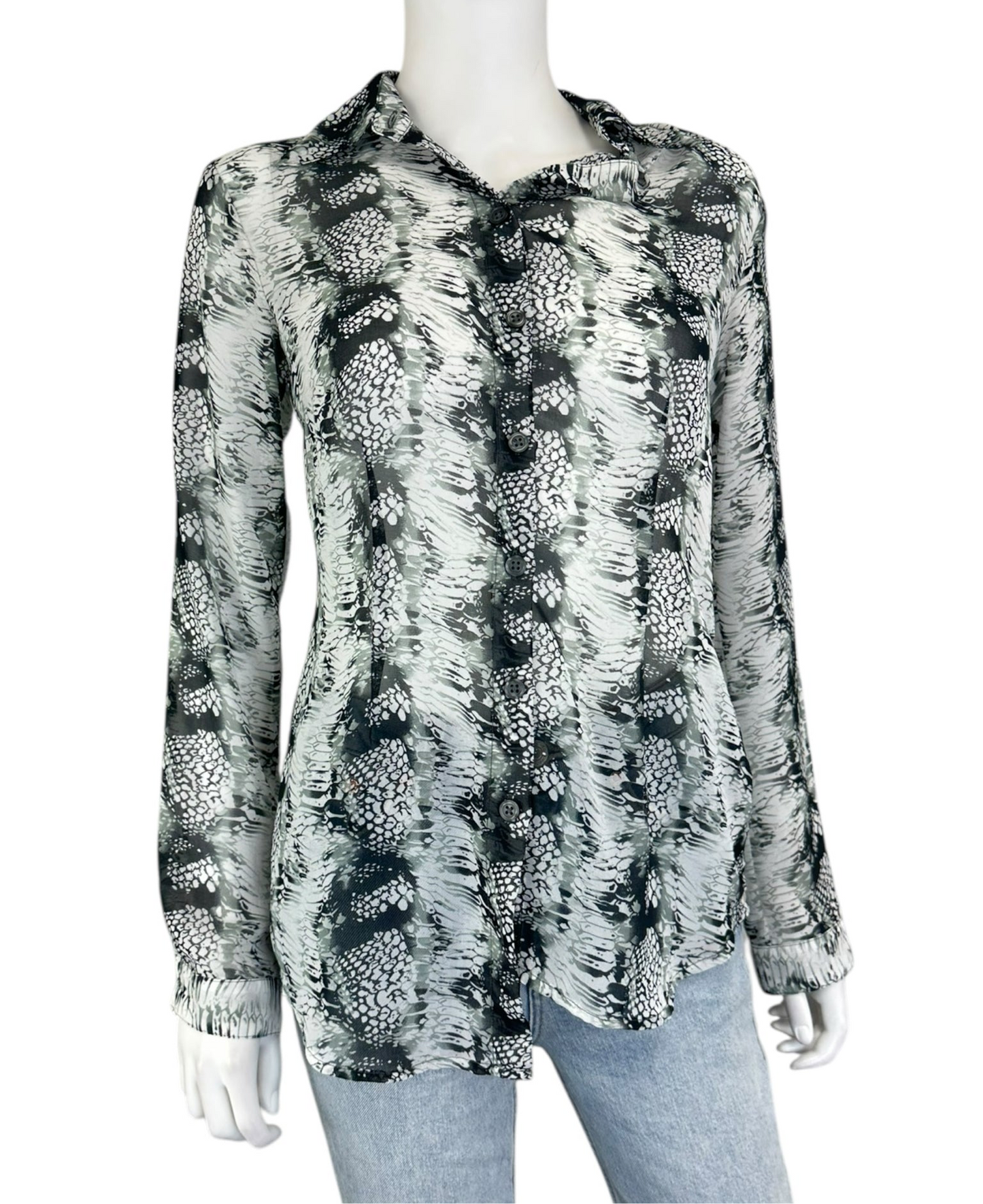Cabi Sheer Snakeskin Button-Down Size XS
