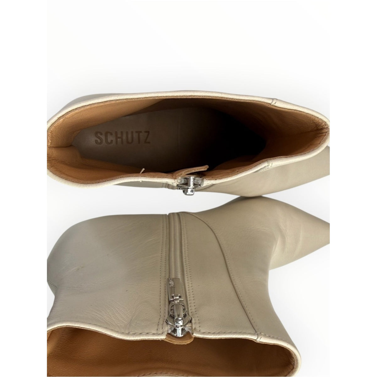 SCHUTZ NWOT Cream Leather Mikki Ankle Bootie Size 9.5
