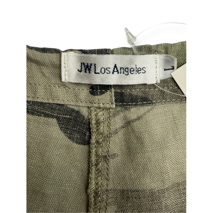 Johnny Was JWLA Green Linen Saguaro Camo Embroidered Shorts Size L