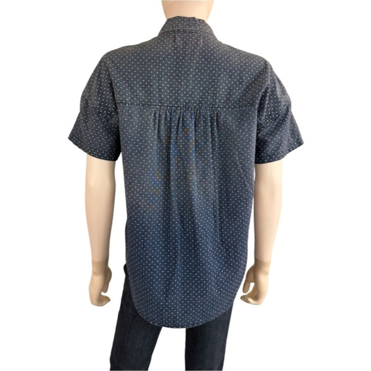 AMO Blue Polka Dot Chambray Button-down Shirt Size XS