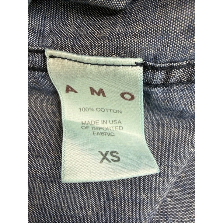 AMO Blue Polka Dot Chambray Button-down Shirt Size XS
