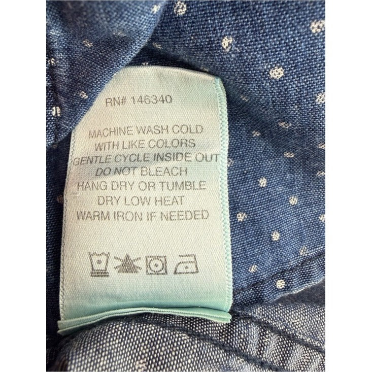 AMO Blue Polka Dot Chambray Button-down Shirt Size XS
