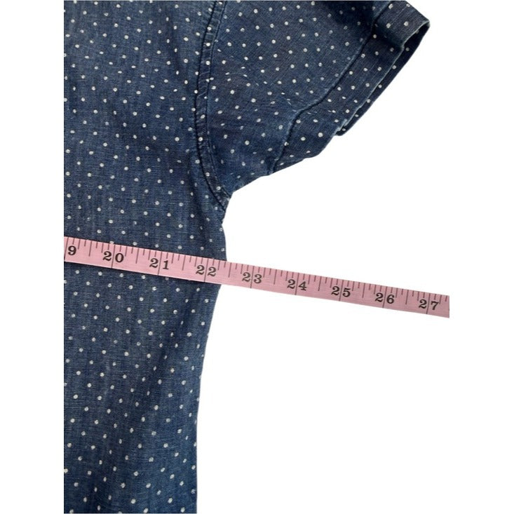 AMO Blue Polka Dot Chambray Button-down Shirt Size XS