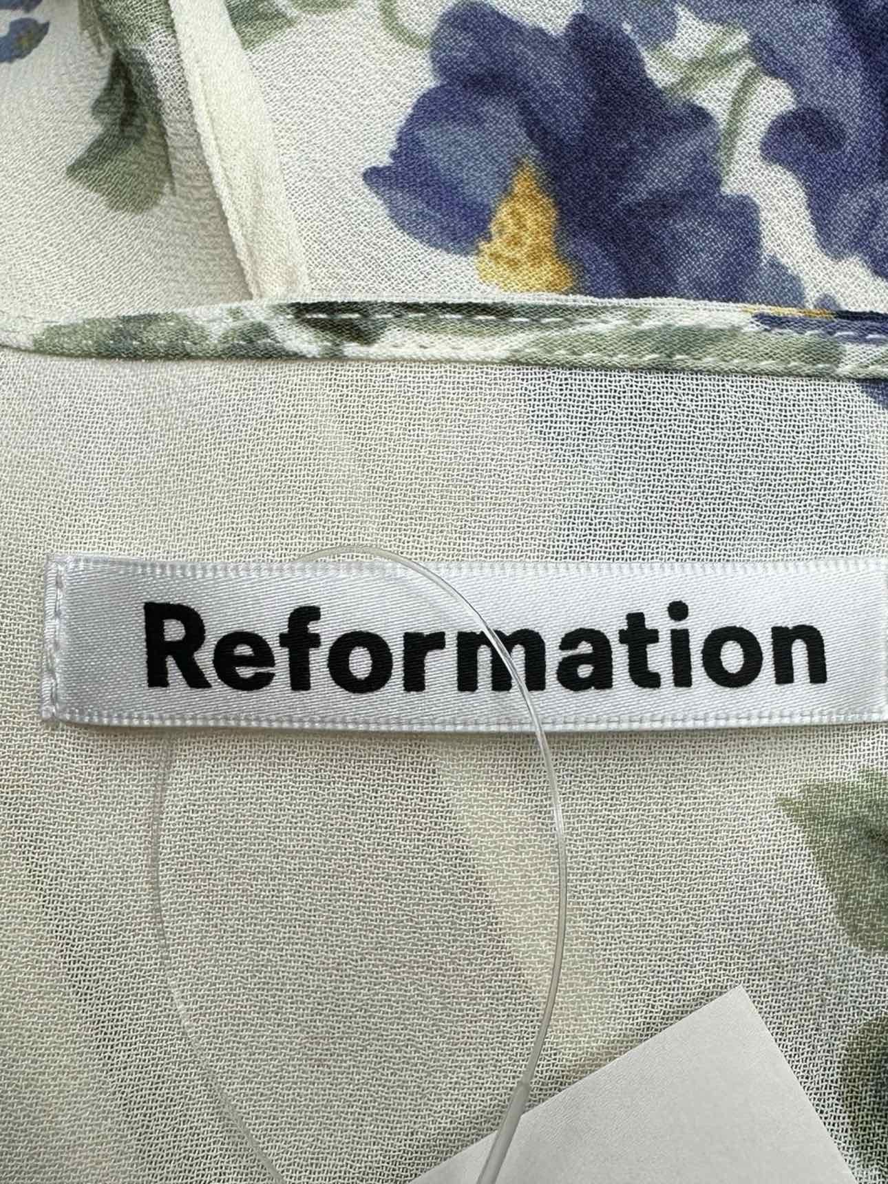 Reformation Cream Floral Wrap Mini Dress Size M