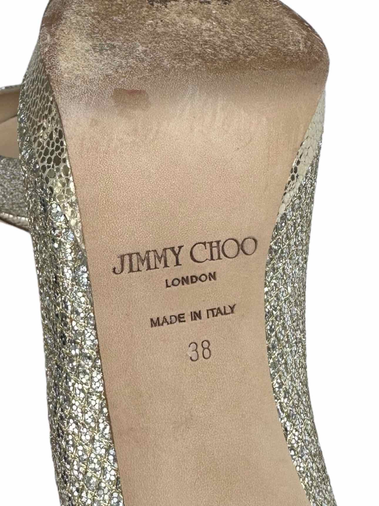 JIMMY CHOO Silver Glitter LUNA Pumps Size 38