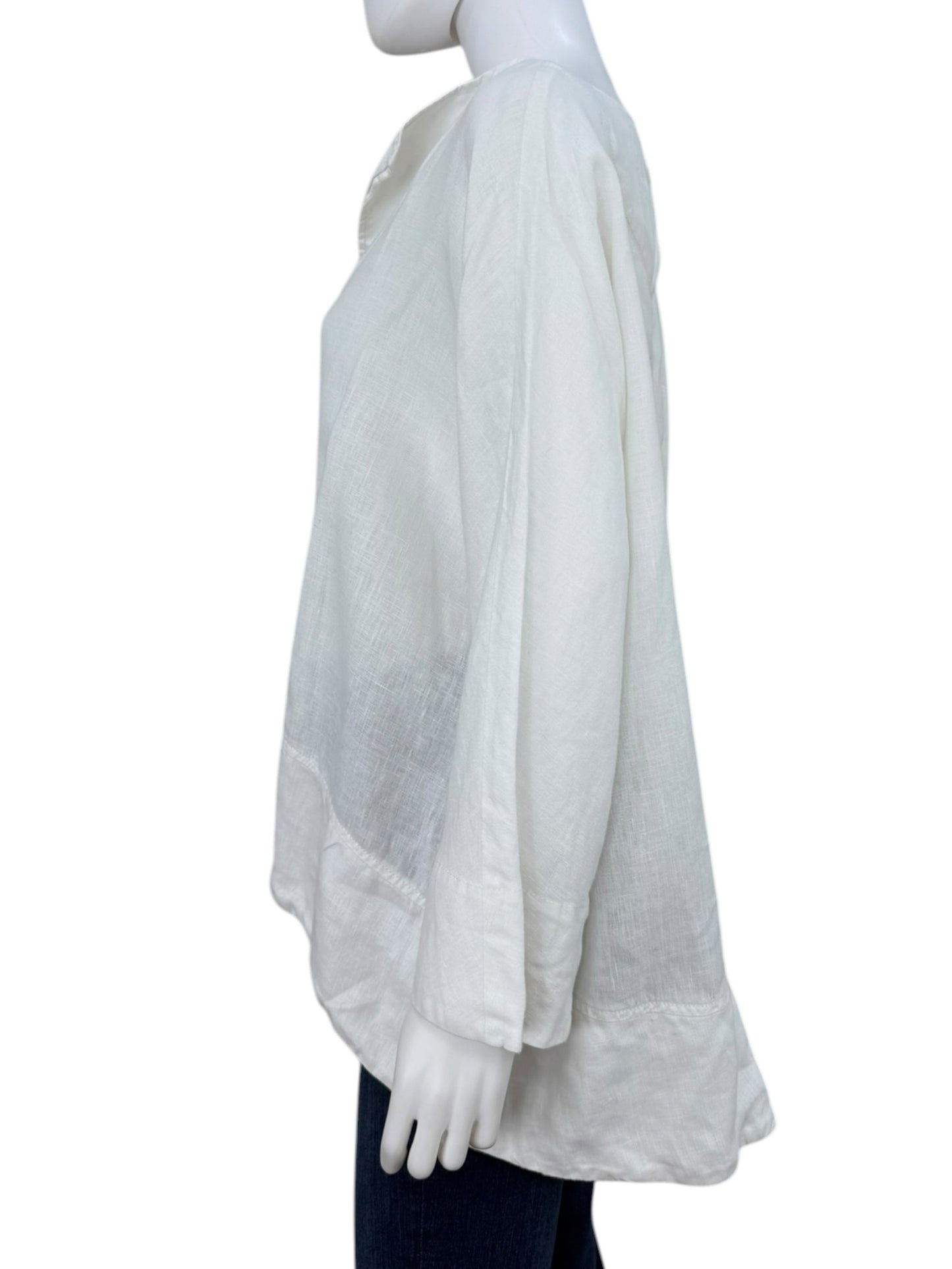 TRINA TURK White 100% Linen Blouse Size L