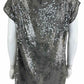 EILEEN FISHER 100% Silk Gray Sequin Blouse Size M