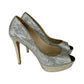 JIMMY CHOO Luna Champagne Glitter Peeptoe Pumps Size 38.5