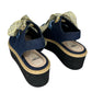 FENDI Blue Denim Lace-Up Platform Sandal Size 6.5