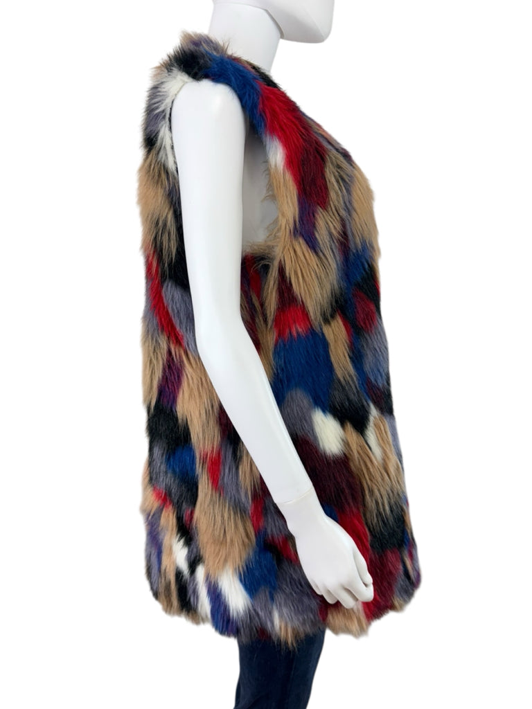 GIANNI BINI Multi-colored Fauc Fur Vest Size XL