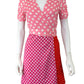 LE SUPERBE NWT Pink Polka Dot Wrap Mini Dress Size S