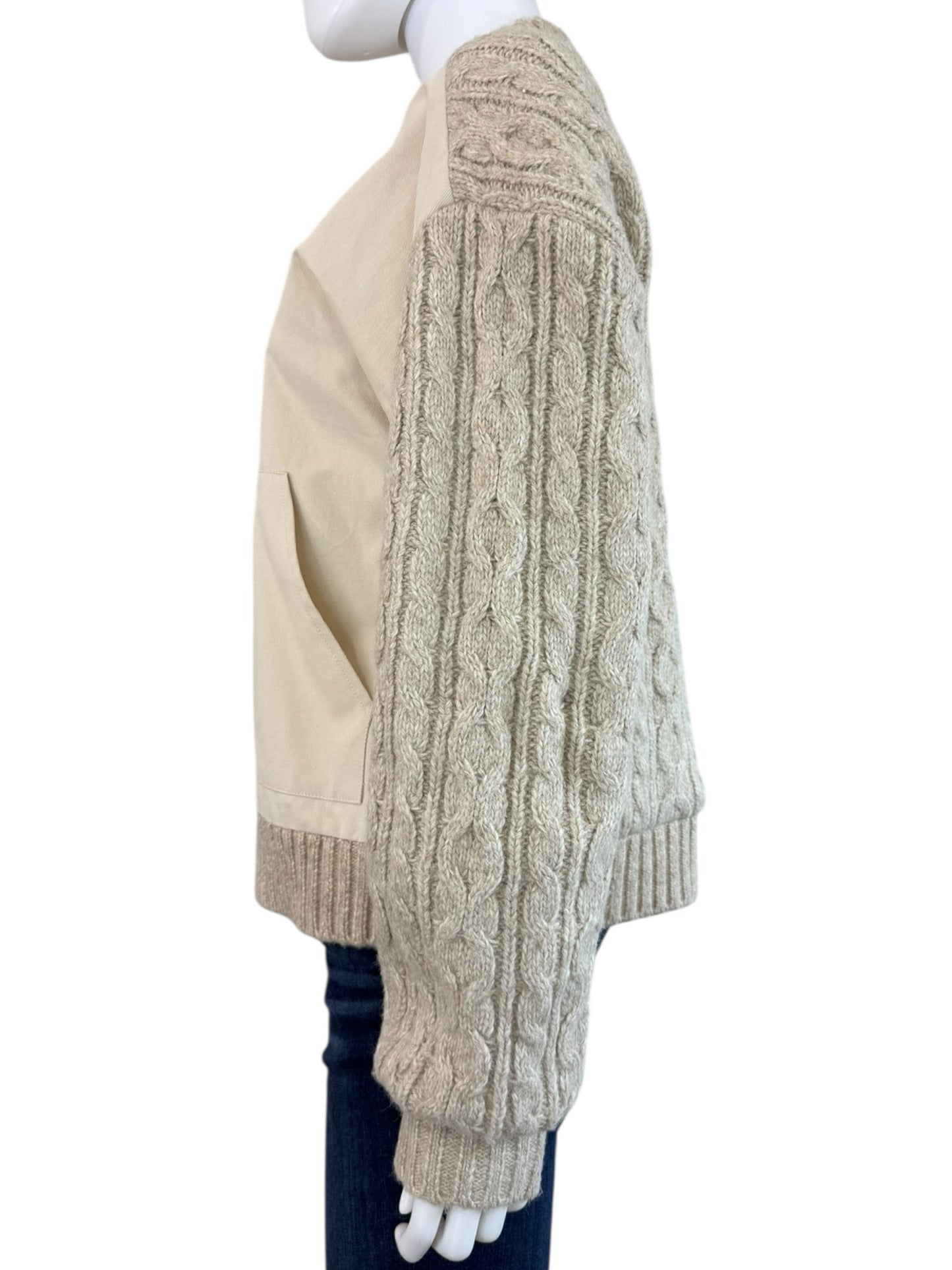 Anthropologie NWT Beige Central Park West Myles Cable Knit Cardigan Sweater Size M