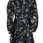 Mille Black Floral Paisley Print Mini Dress Size M