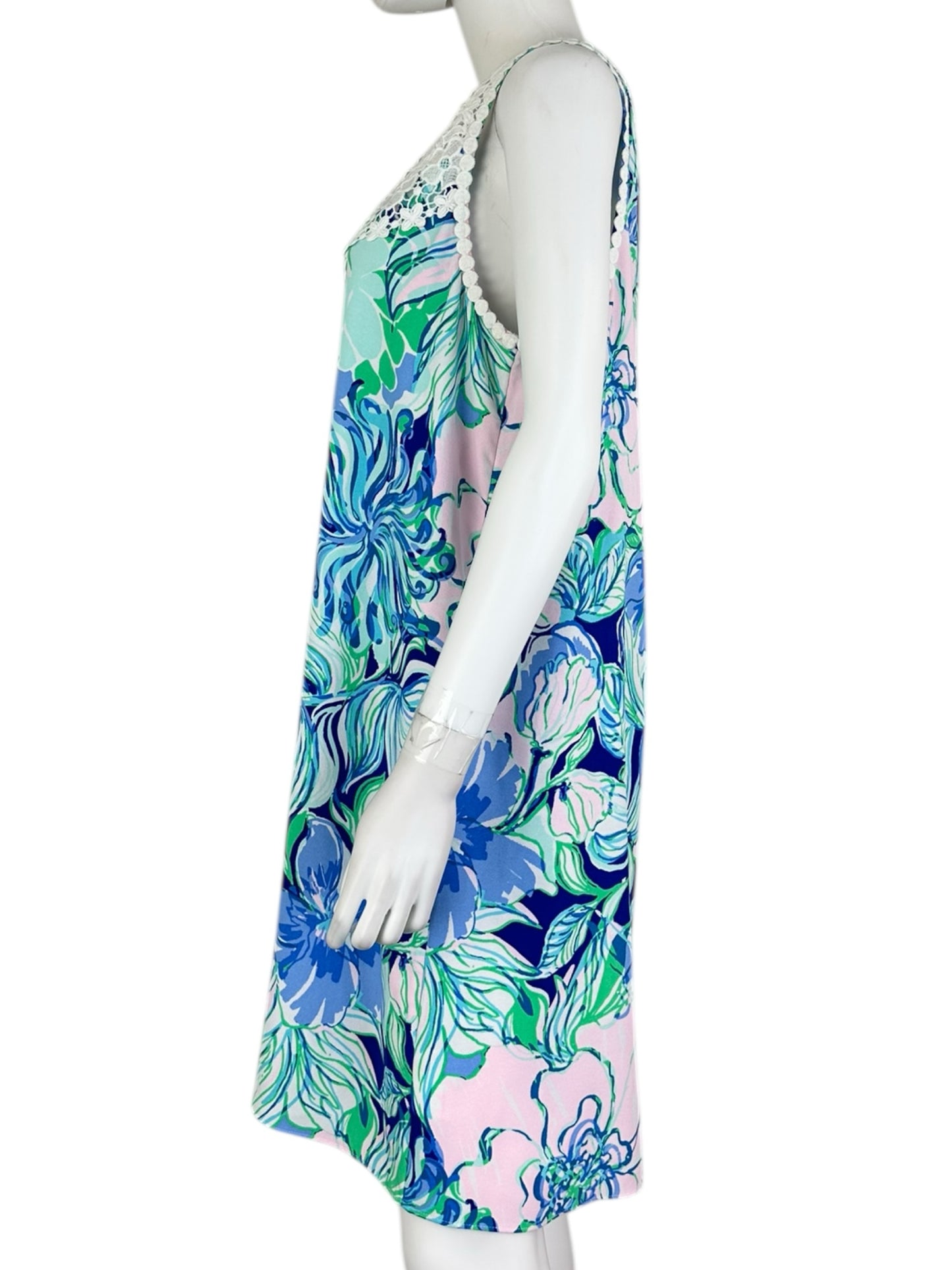 Lilly Pulitzer Blue and Green Mini Dress Size 14