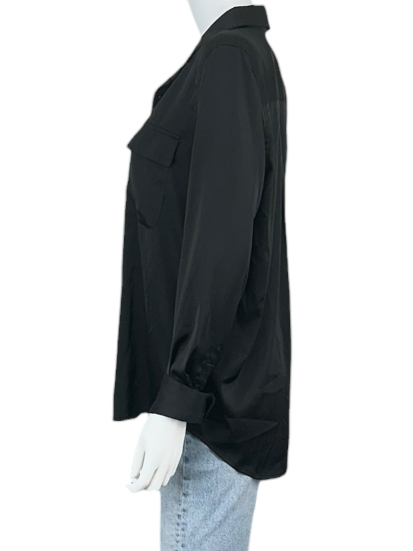 EQUIPMENT Black Satin Button-Down Shirt Size S