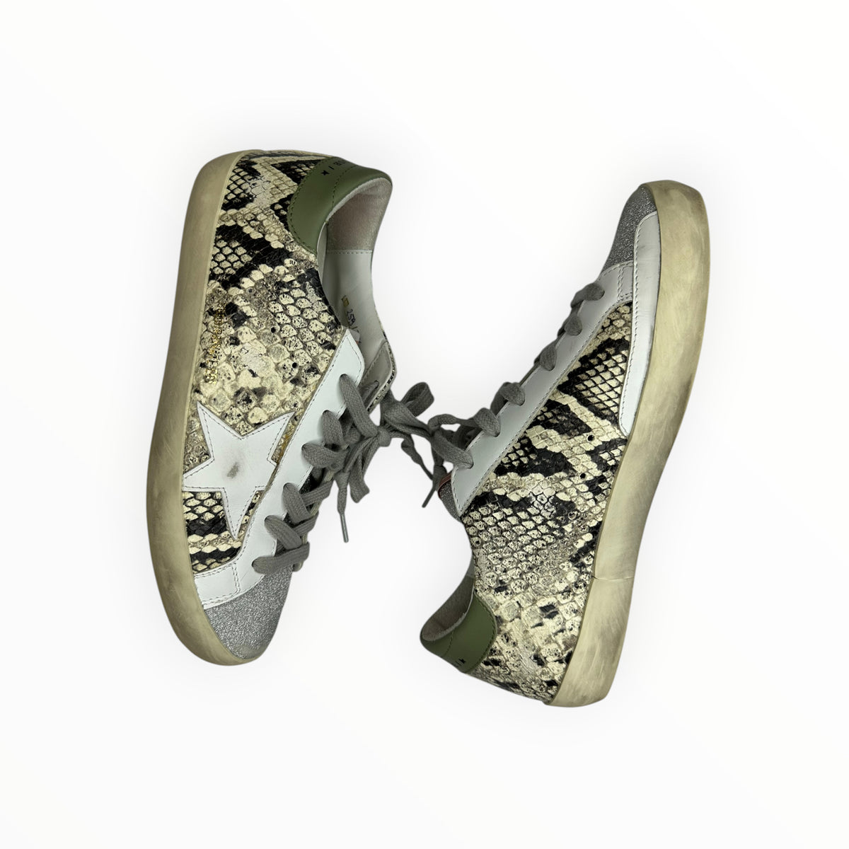 GOLDENGOOSE Super-Star Python Print Glitter Low Top Sneakers Size 37